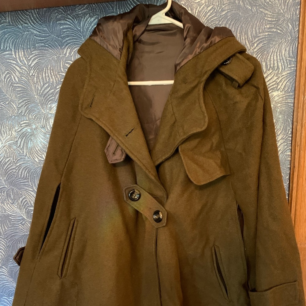 Army Green Vintage Welsh ASOS Womens Hooded Wool Blend Size 6 Cape